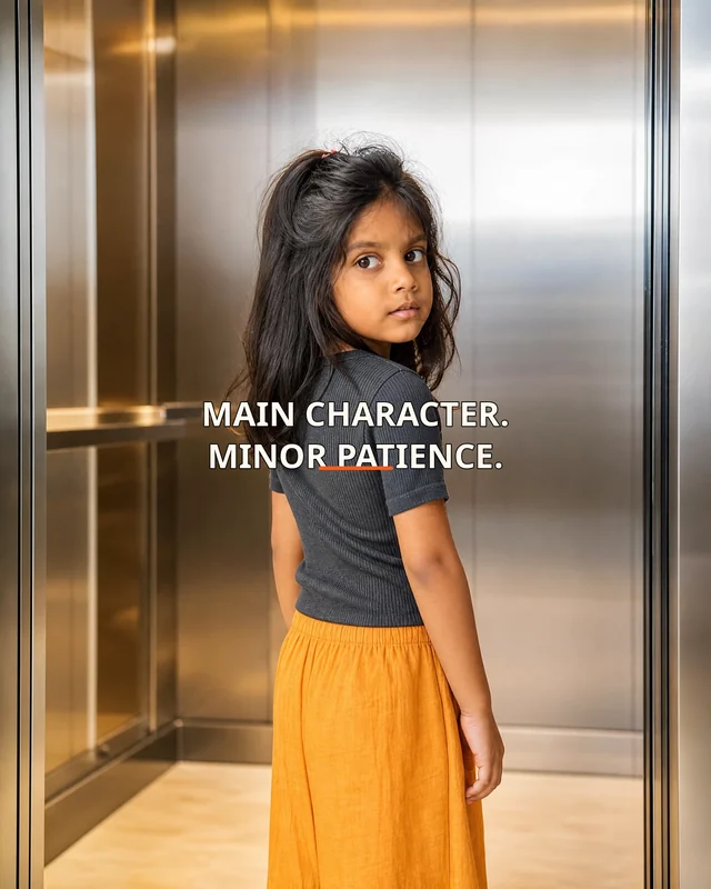 Aarya wearing the Girls Main Character Minor Patience Backstory featuring the exact statement “main character. minor patience.”.